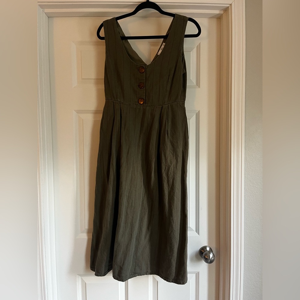 Mango Khaki Sleeveless Maxi Dress